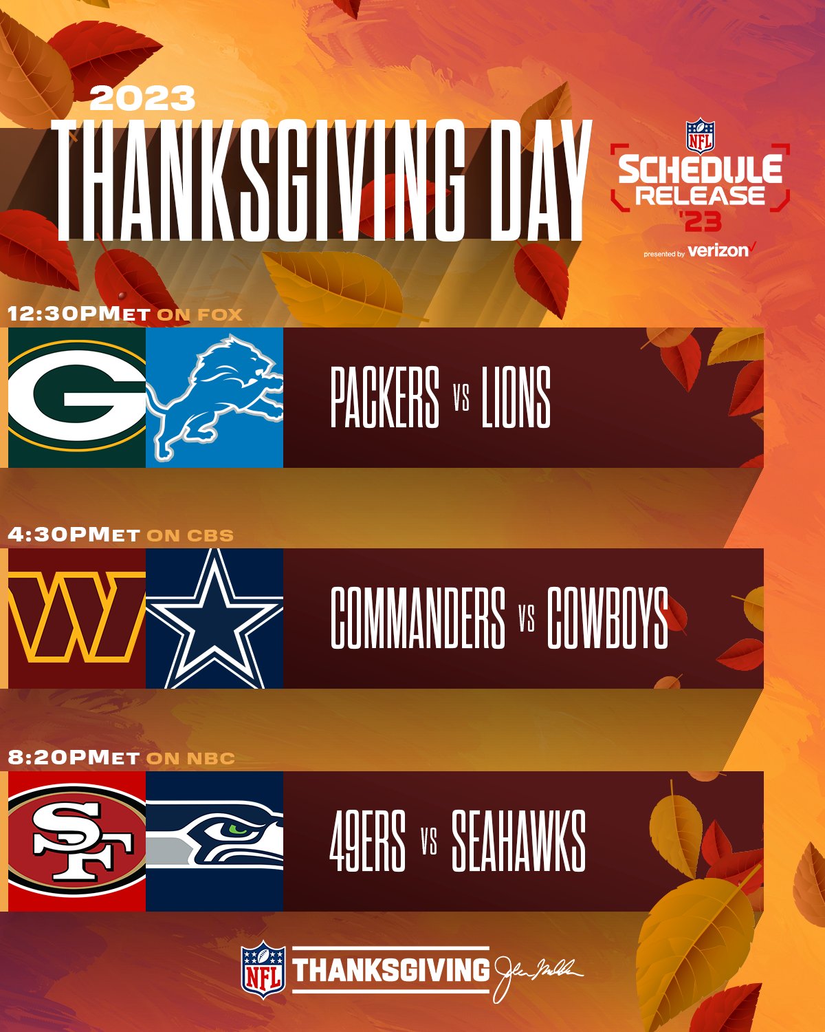 nfl schedule thanksgiving