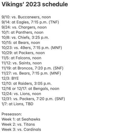 vikings preseason schedule