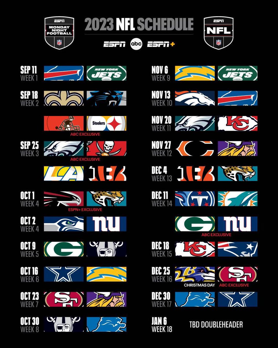 ElOvoide_'s tweet photo. Todos los partidos de Monday Night Football 2023 🏈 https://t.co/d6NLGr82mE