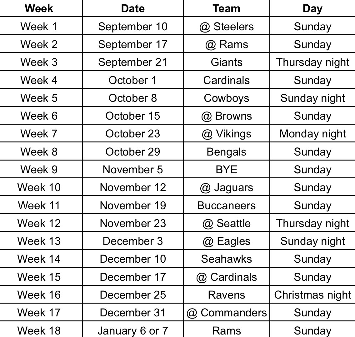 901 Club on Twitter: "Niners schedule"