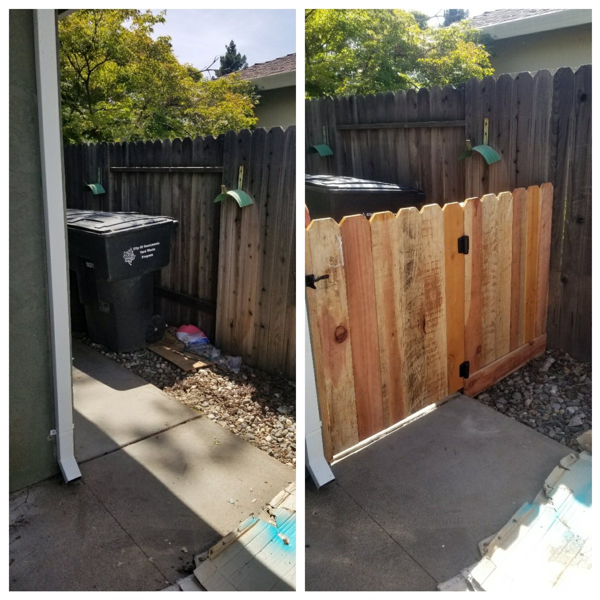 Sectioned of this side yard by adding this short fence and gate. 

We also do  fence repairs!👷🏡

Family Owned and Operated, Local & Insured #supportlocal #fencerepair #handyman #westsacbestsac #RCHSalumni