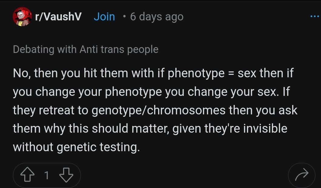 unless doctors allow gender affirming prostatectomies one day, there is no reason to 'retreat to genotype/chromosomes,' is there