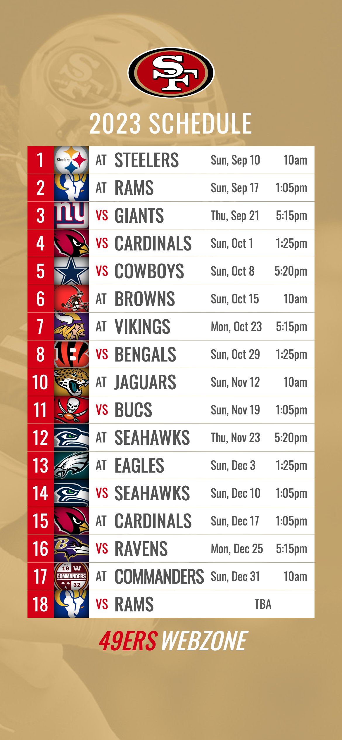 sf 49ers schedule today