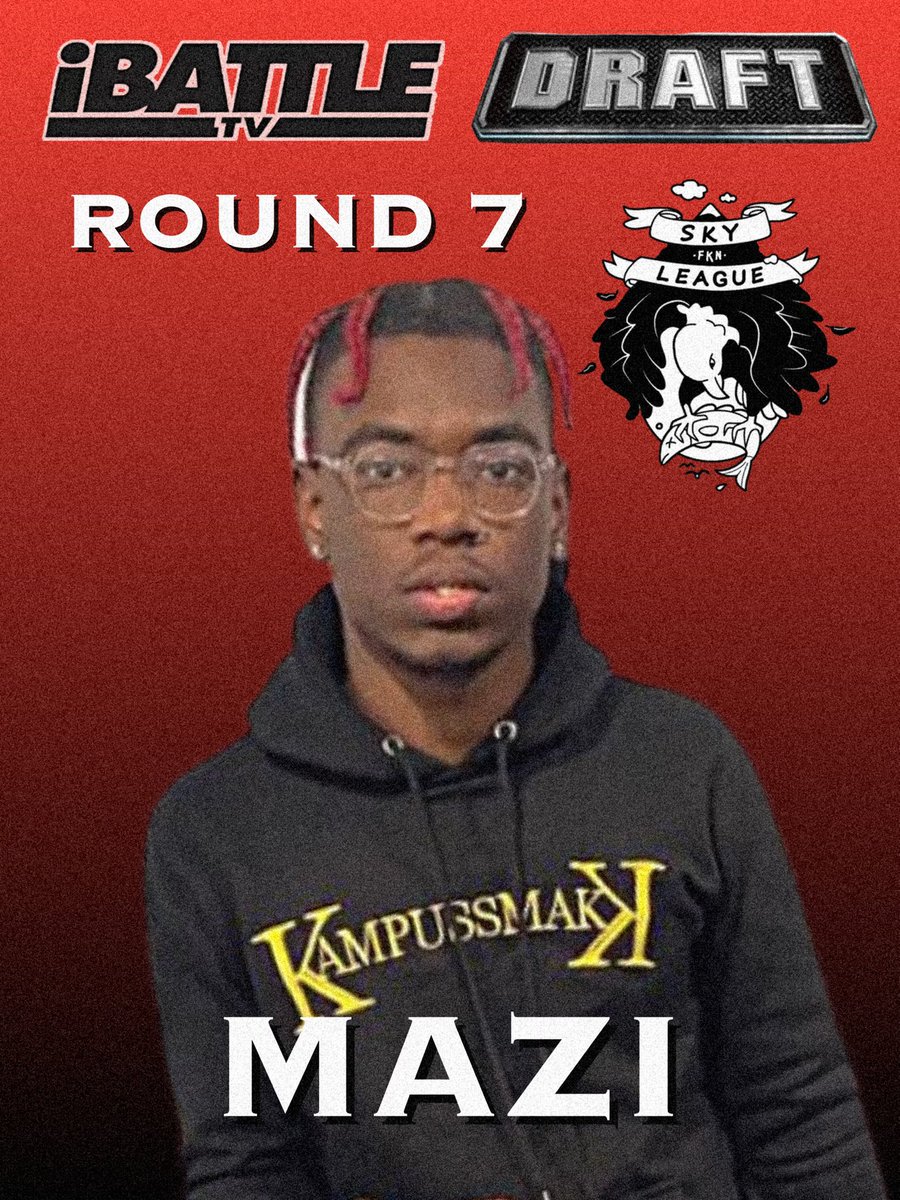 AllThingsBatRap's tweet photo. Round 7 of the @ibattletv Draft..
#WaterLeague selects KING BROOK (@NoMulaNoConcern)
#SkyLeague selects MAZI (@mazifoe)
#iBattleDraft https://t.co/Pf3zFoytLi