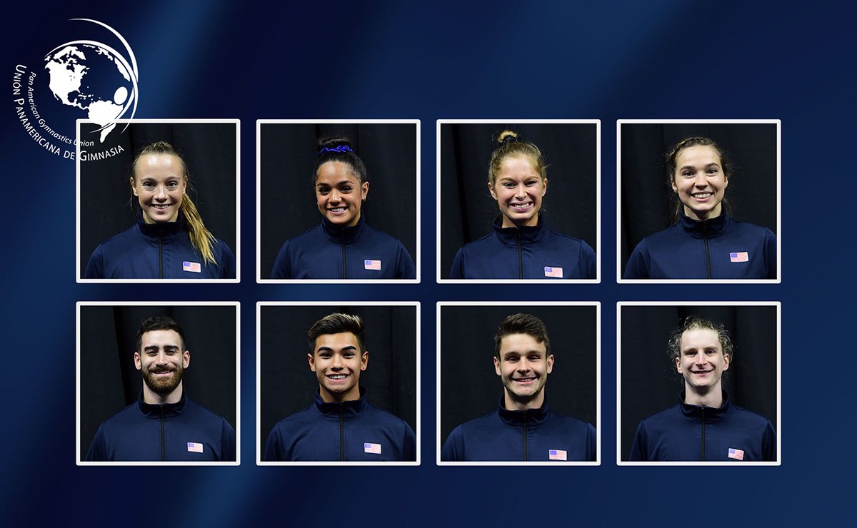 Competition at the T&amp;T Pan American Championships gets underway tomorrow starting with Individual Trampoline qualifications &amp; finals!

12:00pm ET ➡️ Webster 
1:20pm ET ➡️ Ahsinger, Hernando, Stevens
2:00pm ET ➡️ Padilla, Rowley
2:40pm ET ➡️ Shostak, Gesuelli