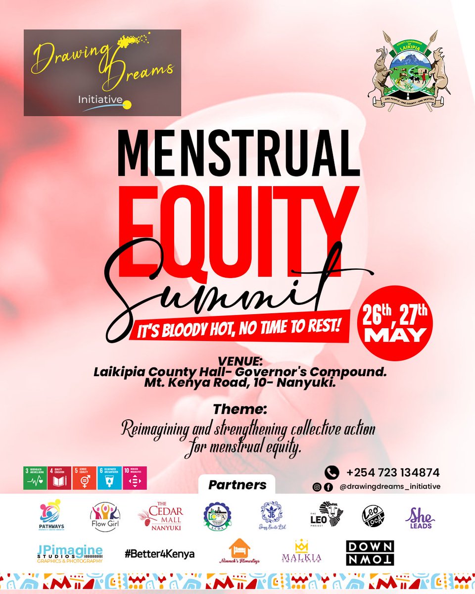 In 2 wks time, diverse players in #MenstrualHealth #hygiene #Policy #WASH #Governance #Influencers #CSOs #educators #reproductivehealth  & more will be at the 1st #MenstrualEquitySummit 🇰🇪 We're grateful to the wonderful partners who are working with #teamNdoto to ACE this!