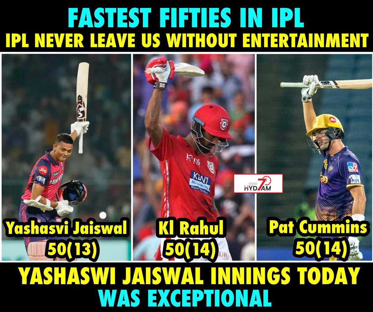Fastest Fifties in IPL History

#YeshasviJaiswal #KLRahul𓃵 #PATcummins #RRvsKKR @rajasthanroyals #IPL2O23 #IPL