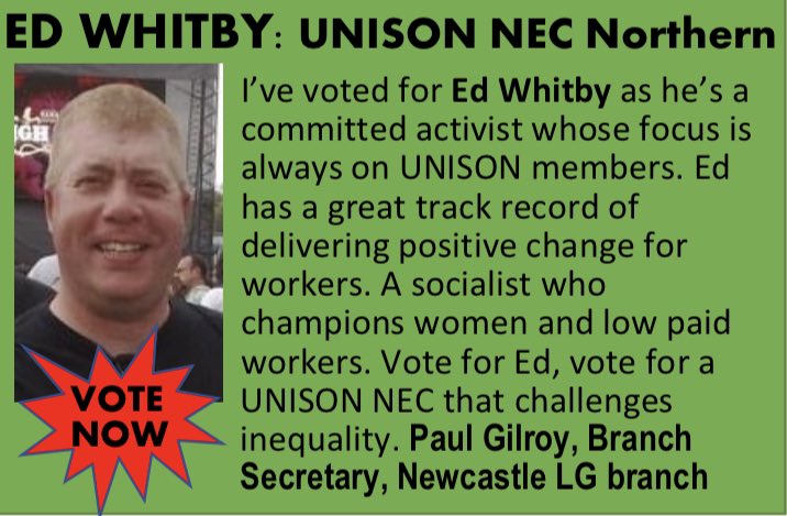 Thanks for support @gpproghead not long left to vote just 7 days or get replacement ballot #unison direct 08000857857 #nec #vote #timeforrealchange #northern #newcastle #northtyneside
