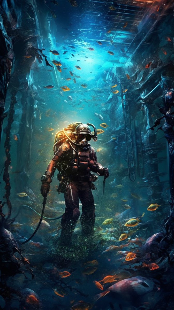 Daily prompts, complex or simple i'm not sure yet

long description or 3 words what do you think?

Prompt 1 - Sleeping Cake Baboon

Prompt 2 -  down in the dark depths of the ocean a navy diver encounters an unimaginable secret, hdr, splashes of color

#midjourney #AIArtwork