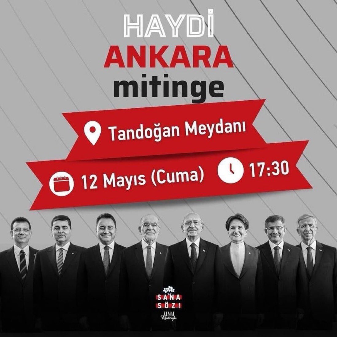 Haydi Ankara, Hep Birlikte BAŞARACAĞIZ 💐 <a href="/mansuryavas06/">Mansur Yavaş</a> 🇹🇷

🗓️ 12 Mayıs 
⏰ 17.30
📍 Tandoğan Meydanında Buluşalım.