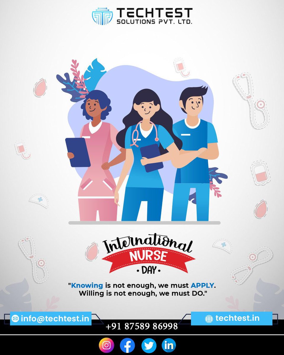 techtestsolutio's tweet image. International Nurse Day 

#knowing is not #enough, we must #apply.
#willing is not #enough, we must #do.

#internationalnursesday #doctors #nurses #techtestiest