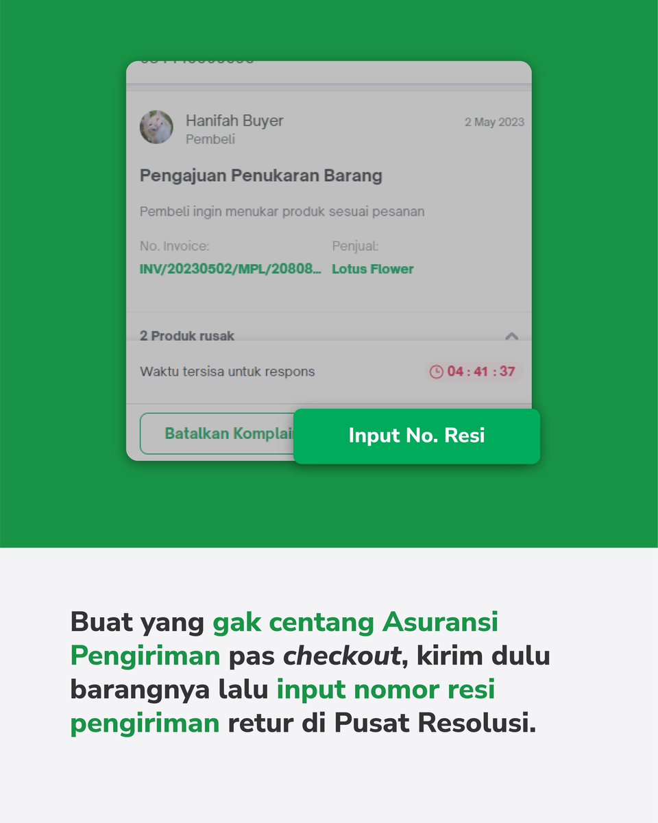 TokopediaCare's tweet photo. Ini juga gak kalah penting kalo Toppers mau retur barang di Pusat Resolusi👇🏽
#TokopediaInfo #Retur https://t.co/lmag9CvVP4