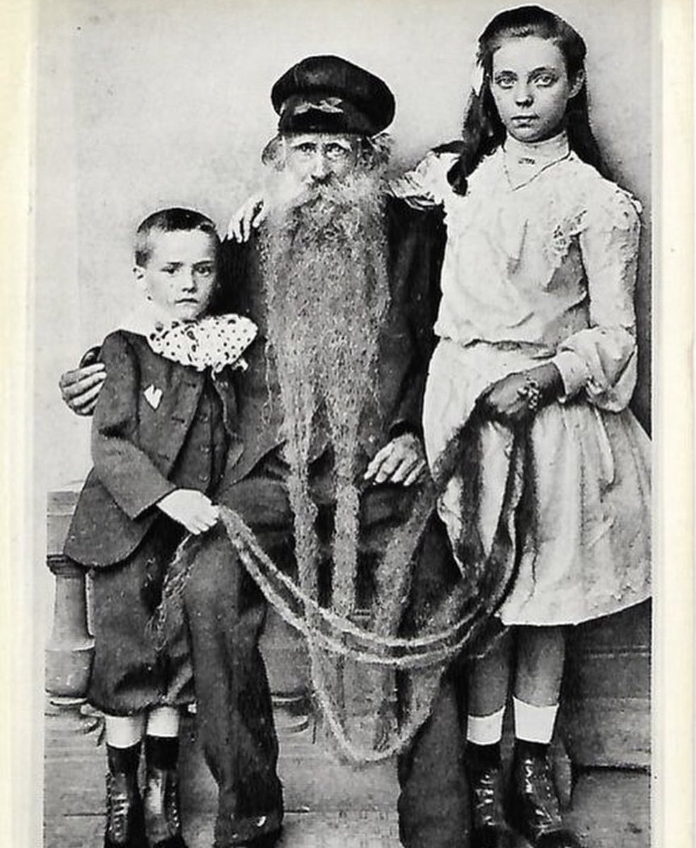 historyinmemes's tweet photo. Louis Coulon, who was born in 1826, started shaving by the time he was 12 years old, and his beard grew so quickly that by the time he was 14, Coulon already had a 50 centimetre (19.6 inch) beard. He just let it grow because he could not keep up with shaving. It was 3.3 metres (11 feet) long by 1904 and used to house his cats.