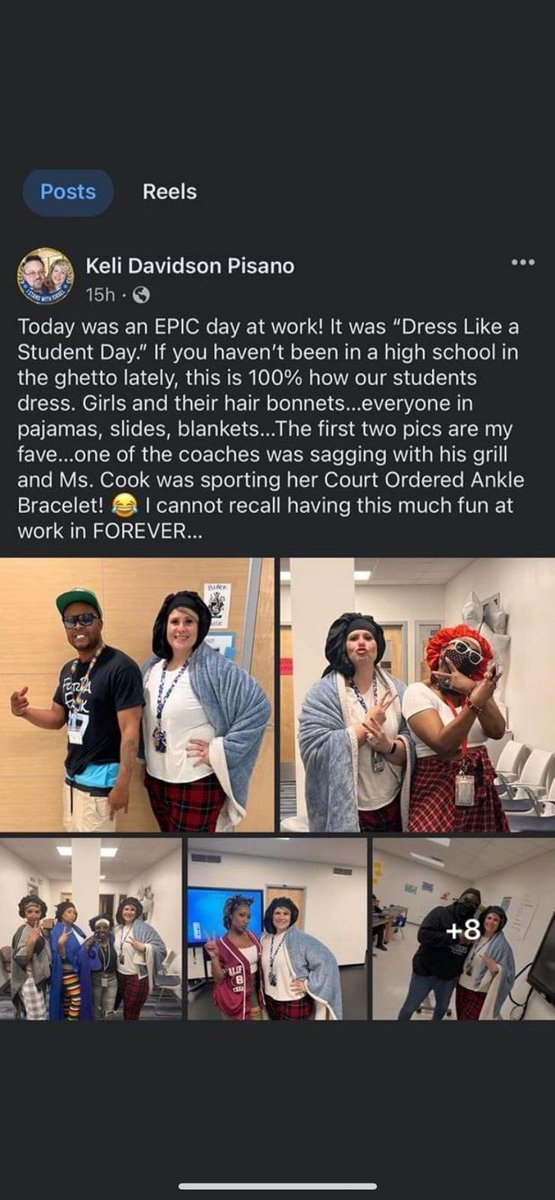 chelseecan's tweet photo. This is what we let “dress like your student” day become @FortWorthISD She’s a counselor at OD Wyatt HS… this is disgusting. #FWISD #spiritweek https://t.co/vzKgAhNNQ9
