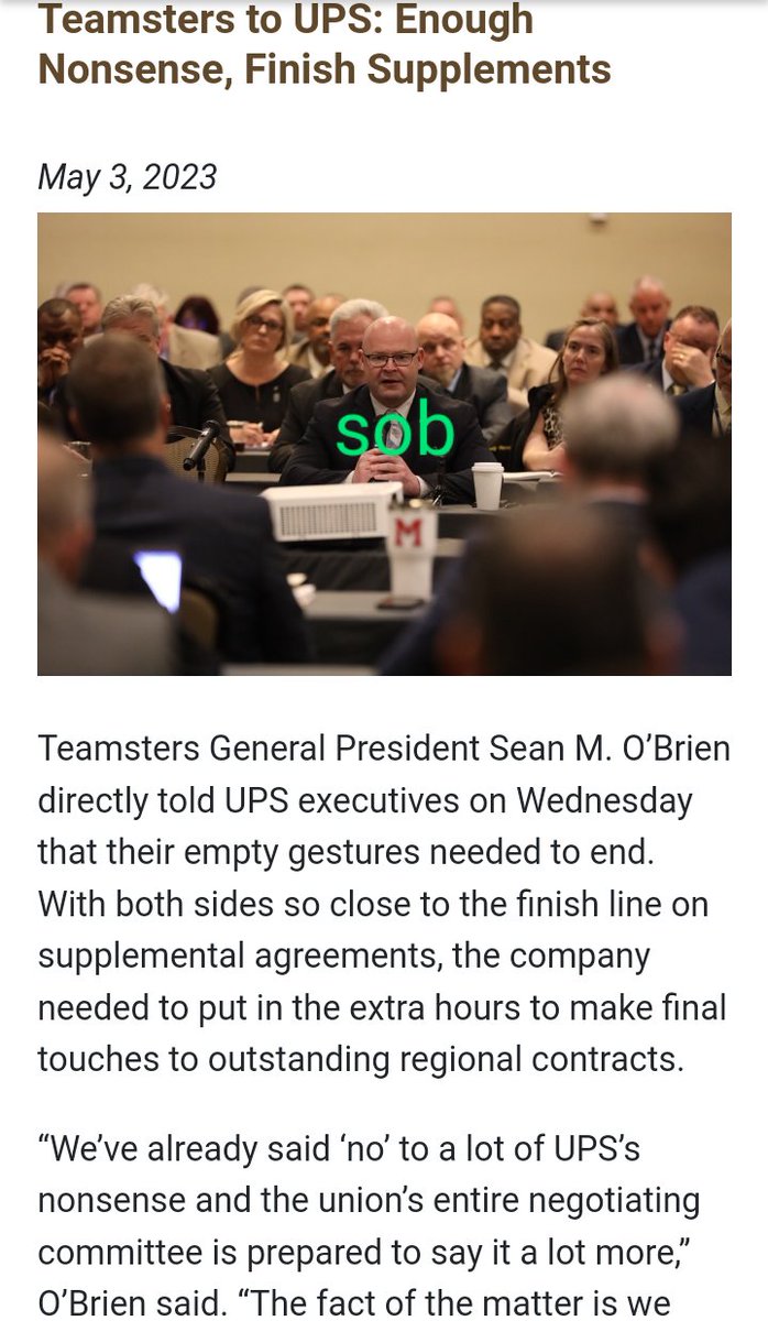 BrJoeBalkis's tweet photo. 5/3/23 ups supplements update
#2023TeamstersupsContractCampaign #Teamsters #ups
The fact of the matter is despite the #MarblePalace's deadline dates of 4/17 & 5/1, they have 2 supplement remaining to reach #TentativeAgreements.
#DEFUNDfacebook
#DEFUNDtwitter
#DEFUNDgoogle https://t.co/BEsLh4Yc53