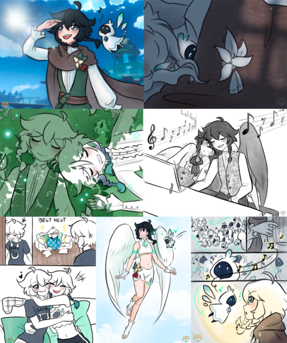ShiolovesLios's tweet photo. BardVen Week Complete!! 😤🍃✨ 
I LOVE THEM SO MUUUCH!! 
Thanks #WindblumesOfLove / @BardvenEvent 
for this wonderful event 🙏🏻✨
#GenshinImpact | #Venti | #NamelessBard https://t.co/SRBo73pv7P