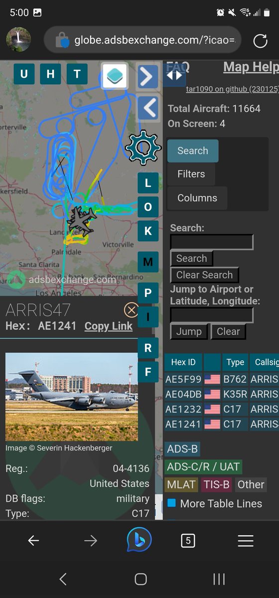 norb420's tweet photo. #AE5F99 as #ARRIS14 was out and about today. Started out with hanging out with #AE04DB as #ARRIS50. They met up with a couple of C-17s #AE1232 as #ARRIS15 and #AE1241 as #ARRIS47. The quads went back to Edwards and #ARRIS14 went and hung out over Death Valley &amp; China Lake area.. https://t.co/iGRSe7767L