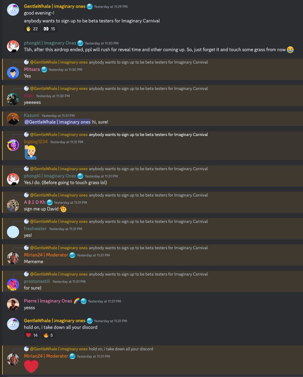Looking for beta testers early, and IONs community signs up within the minute. 

Web3 principle. Add value to your community, they add 10x back to the project. 

Power of community, we build together and leverage all the intelligence. Different expertise that we can tap into.