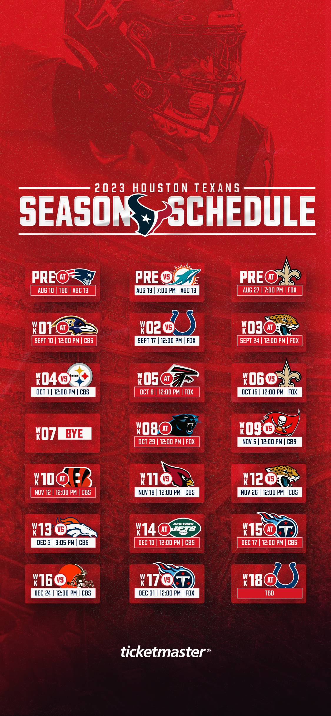 Texans football schedule deals