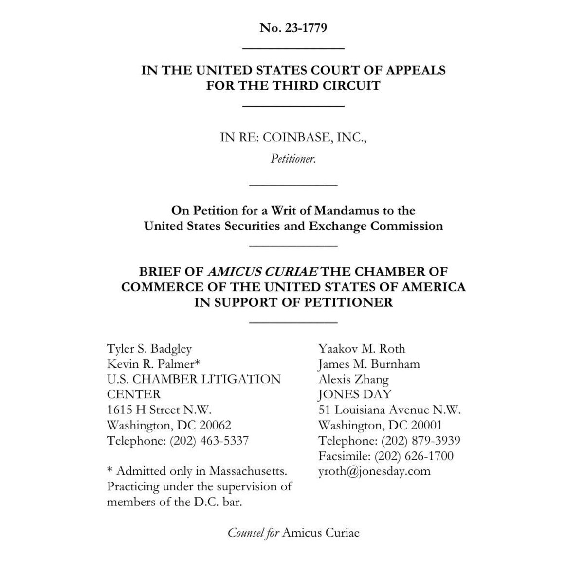 MinusWells's tweet photo. The U.S. Chamber of Commerce has submitted a brief accusing the #SEC of unlawfully failing to disclose the classification of digital assets as securities and asserting that this inaction is resulting in significant economic damage.

"THE SEC’S DELAY IS CAUSING GREAT ECONOMIC HARM."

#garygensler #GaryGenslerResign #Crypto