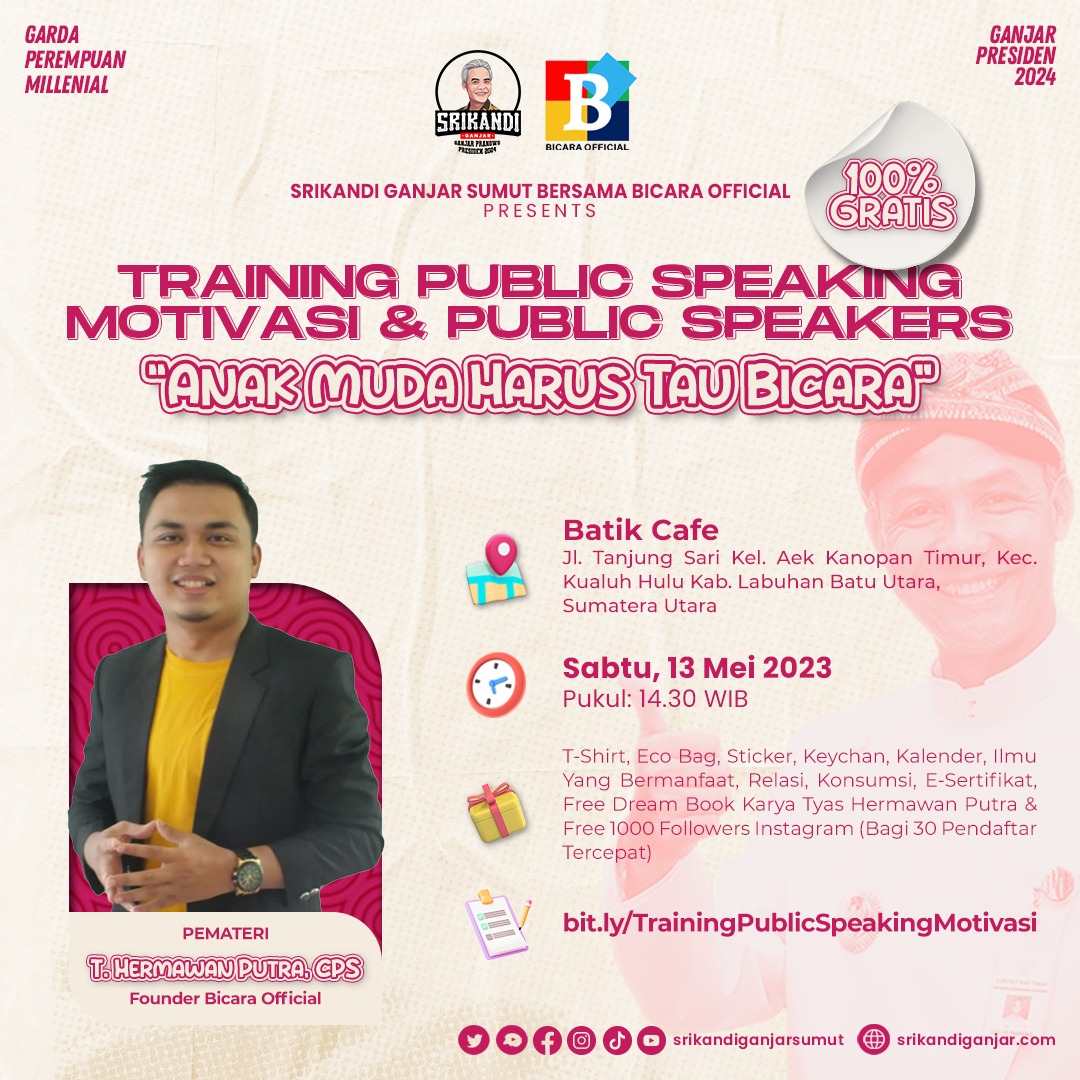 SGanjarsumut's tweet photo. Hi bestie🥰
Srikandi Ganjar Sumut bersama Bicara Official. Training Public Speaking Motivasi & Public Speakers "Anak Muda Harus Tau Bicara".
#GanjarPranowo
#Ganjar
#RambutPutih
#ganjarpranowopresiden2024
#SrikandiGanjar
#SrikandiGanjarSumut
#Trainingpublicspeaking https://t.co/peSO7SHH3R
