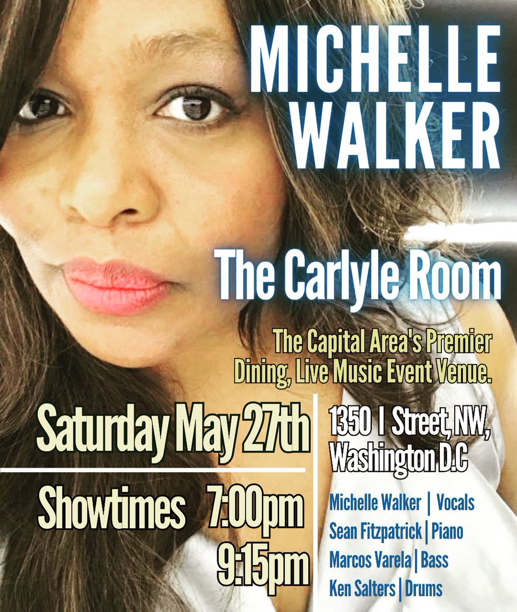 Hello #WashingtonDC ! 🌸
I will be back in the #DC on Sat May 27th at The Carlyle Room for #ONENIGHTONLY! 

Tickets are now live! $30 Cover 

7:00pm Set:
 instantseats.com/index.cfm?fuse… 

9:15pm Set:
instantseats.com/index.cfm?fuse…

#DMV #DowntownDC #WashingtonPost #LiveJazz #jazzsinger