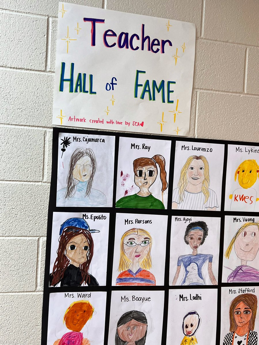 EpolitoMs's tweet photo. TEACHER HALL OF FAME!  Drawn by our amazing and talented SCA! @KyleRWilsonES @Sealionsin321 @bhannon514 https://t.co/OjemOrqOy8