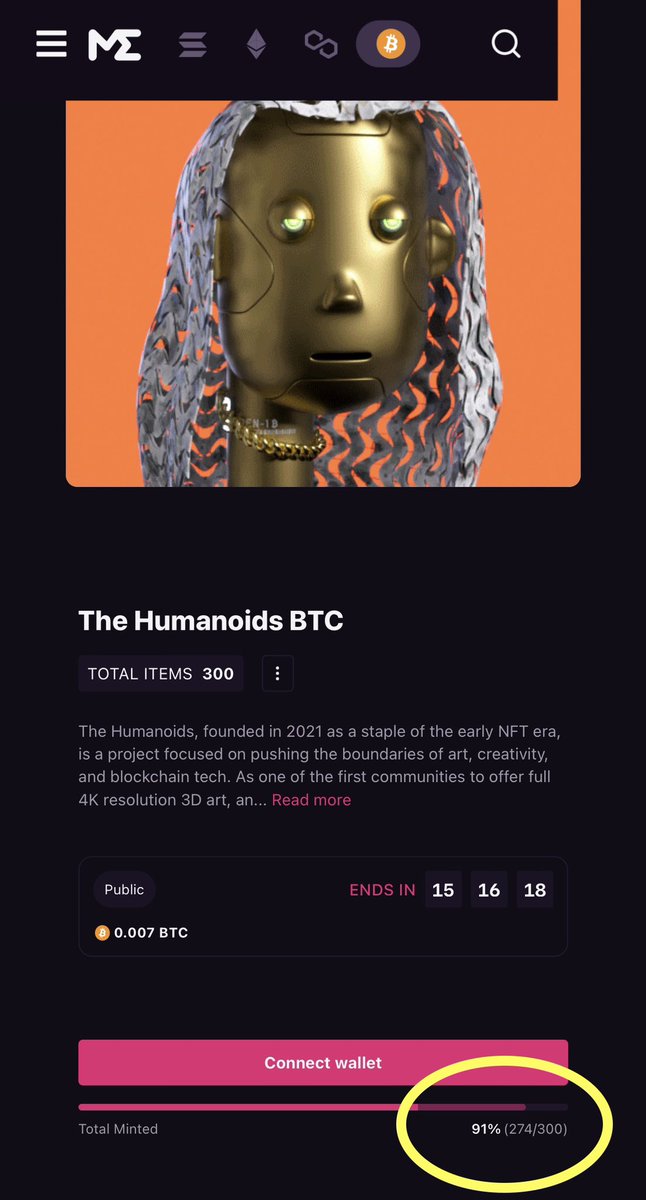 CryptoSurgeon's tweet image. One ☝️ day after reopened mint 
300 #OrdinalNFT @thehumanoids 

Over 70x Minted within 24 hrs 🟠🟧🔶
91% minted so far @MagicEden #BTC 
@TrevorFarbo 🤴

Happy Bday @MaryBethSales btw 🥳