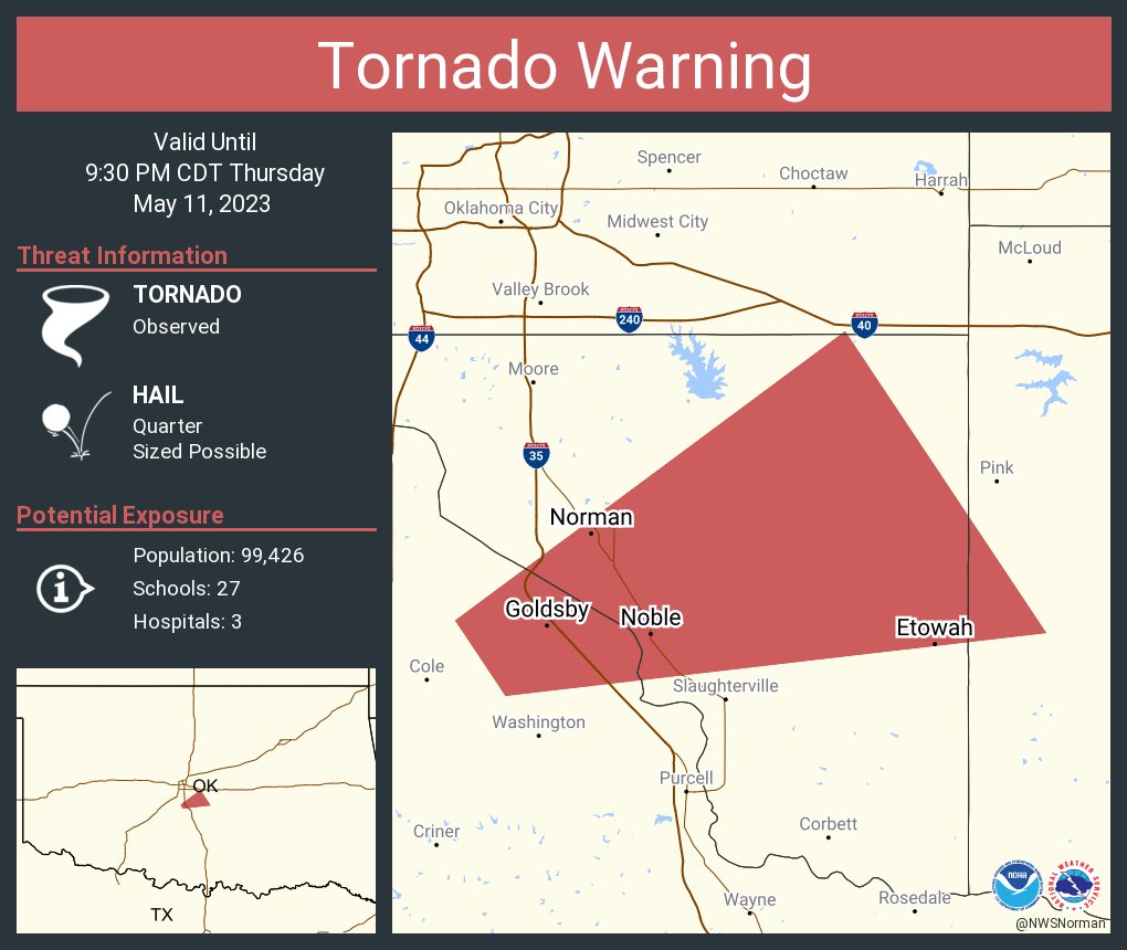 NWS Tornado on Twitter "Tornado Warning continues for Norman OK, Noble