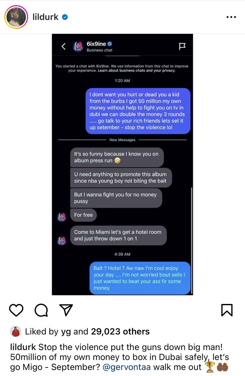 rapalert6's tweet photo. Lil Durk is ready to squash his beef with 6ix9ine and box. https://t.co/zB6PZAWncg