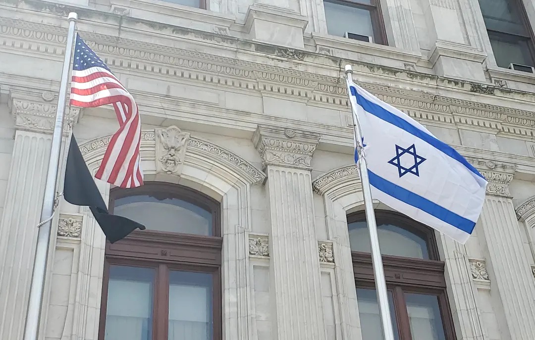 I presented a <a href="/phlcouncil/">PHLCouncil</a> resolution today  to leaders of the Greater Philadelphia Region's Jewish communuty during the raising of the flag of  Israel outside Philadelphia City Hall. This year marks the 75th anniversary of Israel.
<a href="/phillyjcrc/">Philadelphia JCRC</a>