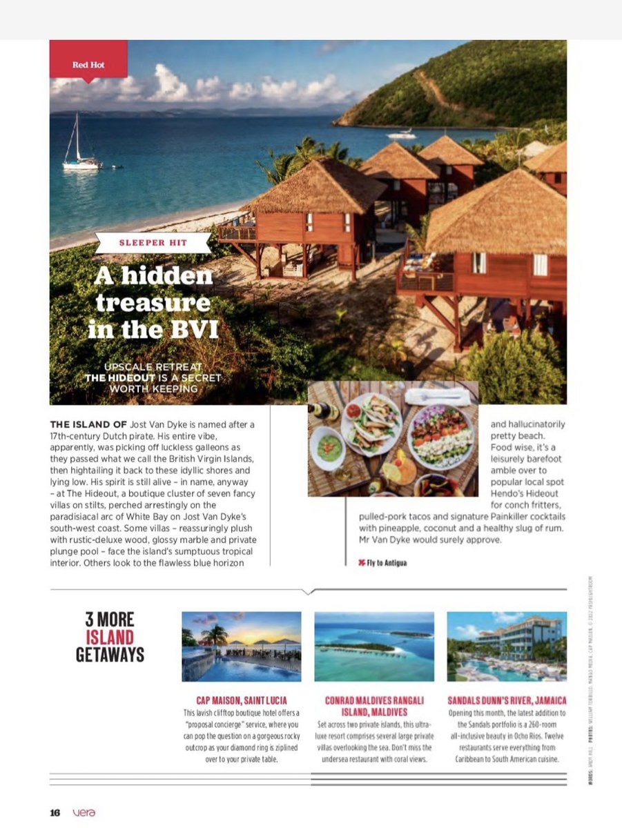 The Hideout featured in Virgin Atlantic Magazine as “red
hot” <a href="/BritishVirginIs/">British Virgin Is</a> <a href="/VirginAtlantic/">virginatlantic</a> 🇻🇬 #caribbean #travel #bvi