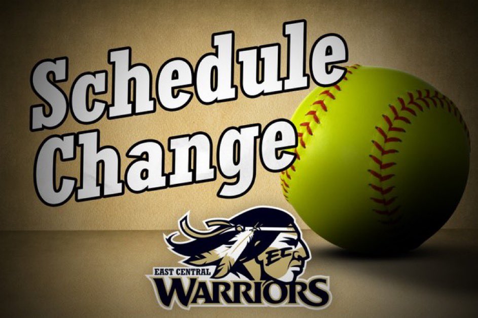 ECCCAthletics's tweet photo. Due to the amount of rain that continues to fall, the @ECCCSoftball schedule has been adjusted for tomorrow to a 3:30 p.m. start against the @NWCC_Rangers. 

#WarriorStrong https://t.co/yZmZ2SSxu5