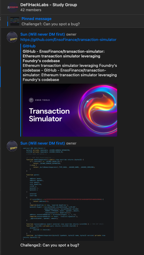 1nf0s3cpt's tweet photo. Two weeks ago, about 80 ppl DM'd me, and I shared resources on smart contract security with them. Last week, I created a TG channel to help them. Let's see how things will turn out in a month.
Current role distribution:
34% web3 sec
23% web3 dev
8% web2 dev
8% web2 sec
27% Others https://t.co/JTFzCkwX2u