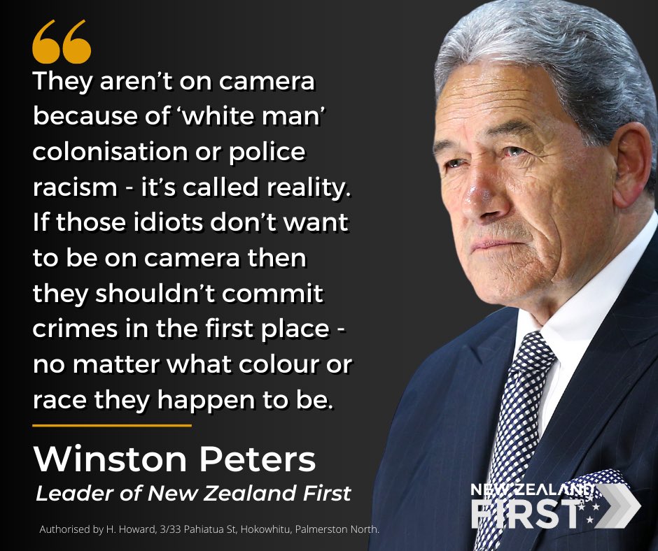 winstonpeters's tweet photo. On Police Ten 7 cancellation: The complaints from the criminal thug apologists is that there were ‘too many Maori and Pacific’ being shown on camera being arrested - and the media swallowed their ideological rage. https://t.co/0vbrZajKIy