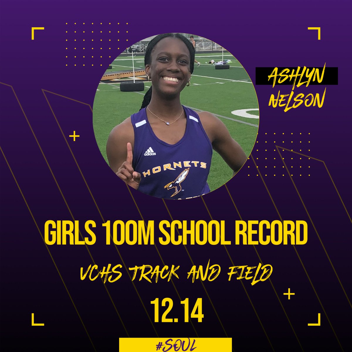 Congratulations to Ashlyn Neslon for breaking the school record in the girls 100m!