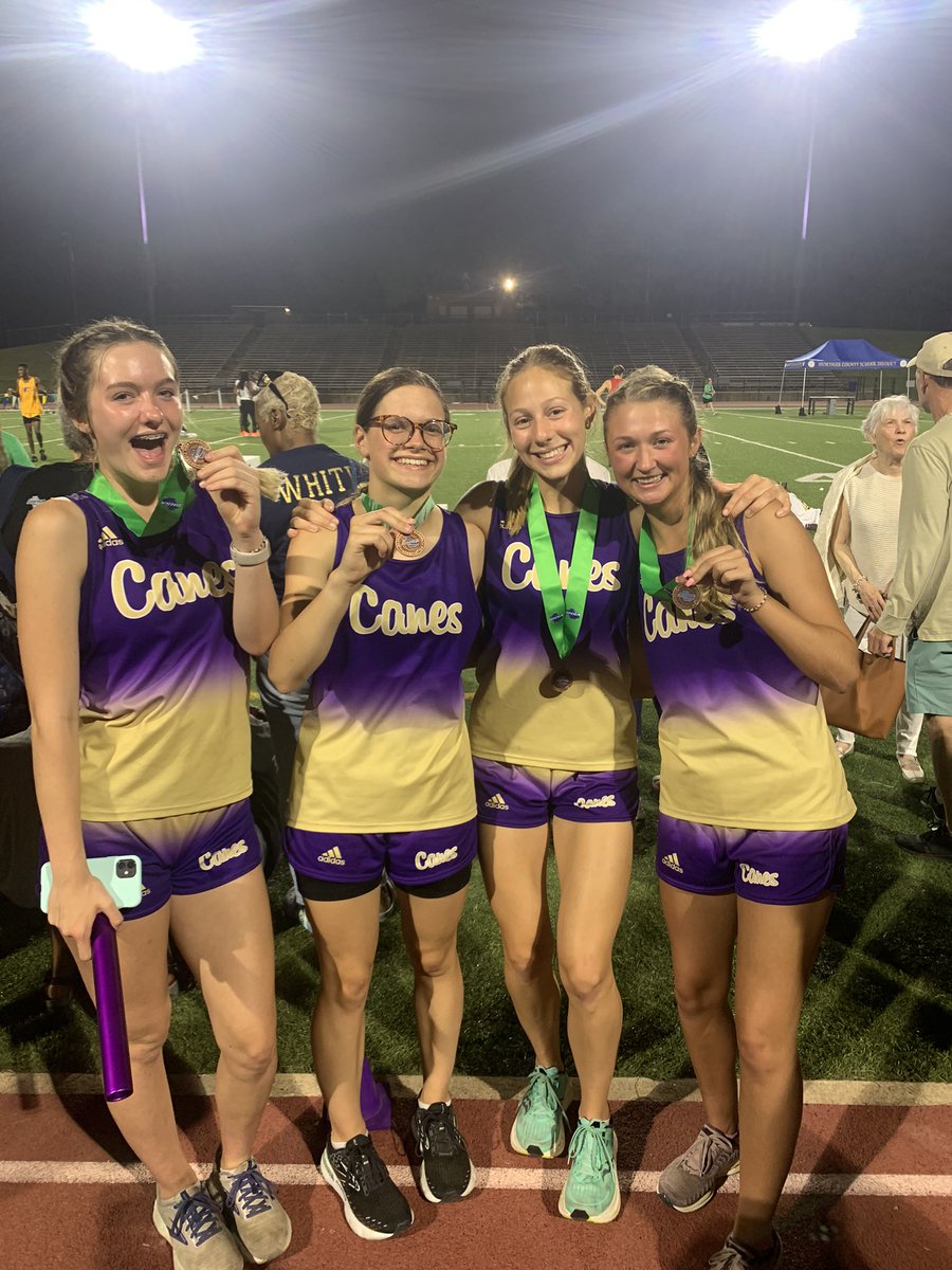 CoachTCanesTF's tweet photo. YEESSSSS!!!!  STATE MEDALISTS!!! 🏅Girls 4x800M Relay!!! CONGRATULATIONS AGB, “Bruh”, Vivi V, and @elizzza_5 !!!  New School Record!! 10:06! SO PROUD OF U!!!! #canesgofastwithabaton! #trackfamilyproud! @cvilleschoolsys @BartowSportsZon https://t.co/4vjUs3sFC9