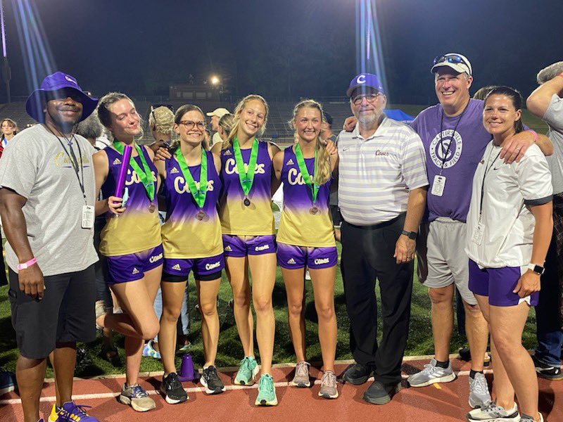 CoachTCanesTF's tweet photo. YEESSSSS!!!!  STATE MEDALISTS!!! 🏅Girls 4x800M Relay!!! CONGRATULATIONS AGB, “Bruh”, Vivi V, and @elizzza_5 !!!  New School Record!! 10:06! SO PROUD OF U!!!! #canesgofastwithabaton! #trackfamilyproud! @cvilleschoolsys @BartowSportsZon https://t.co/4vjUs3sFC9