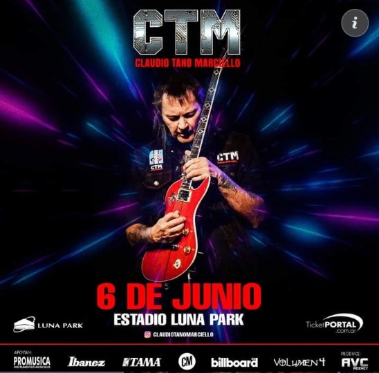 Suena CTM - Confrontación

Claudio Marciello atraviesa su mejor momento solista.
Su música llegó a los oídos de Steve Vai, quien lo invitó expresamente para abrir su único show en Argentina.
Esto será el próximo 6 de junio en el mítico Estadio Luna Park.