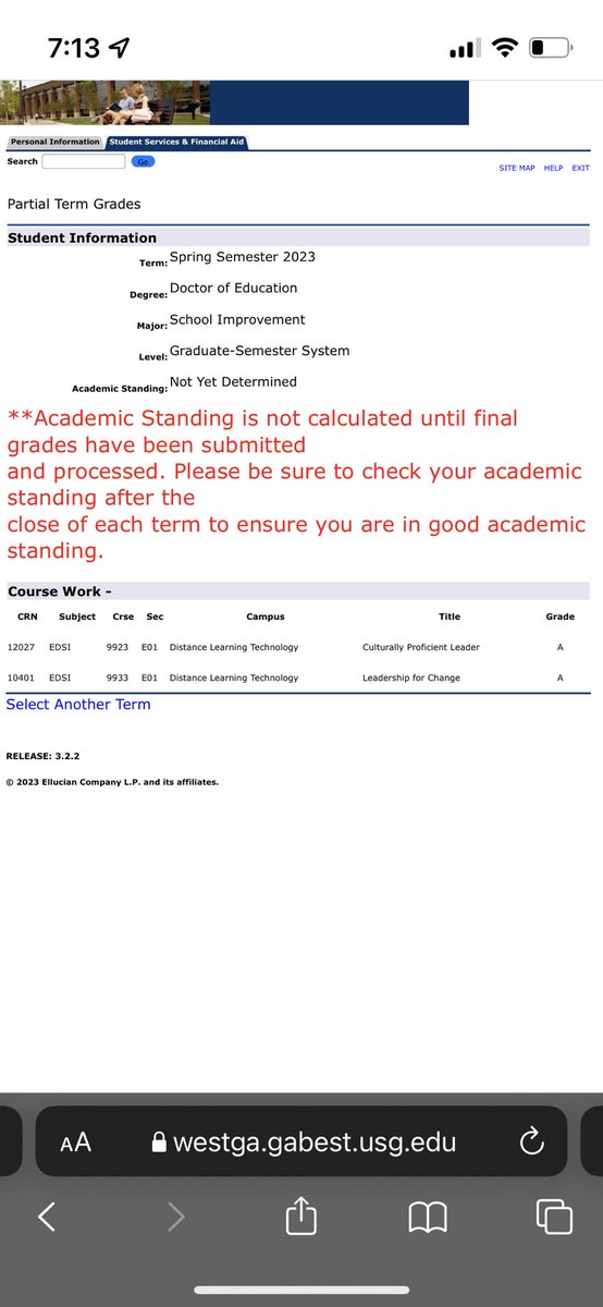 Excited to close out my first semester on my journey in the University of West Georgia School Improvement Doctoral Program.
