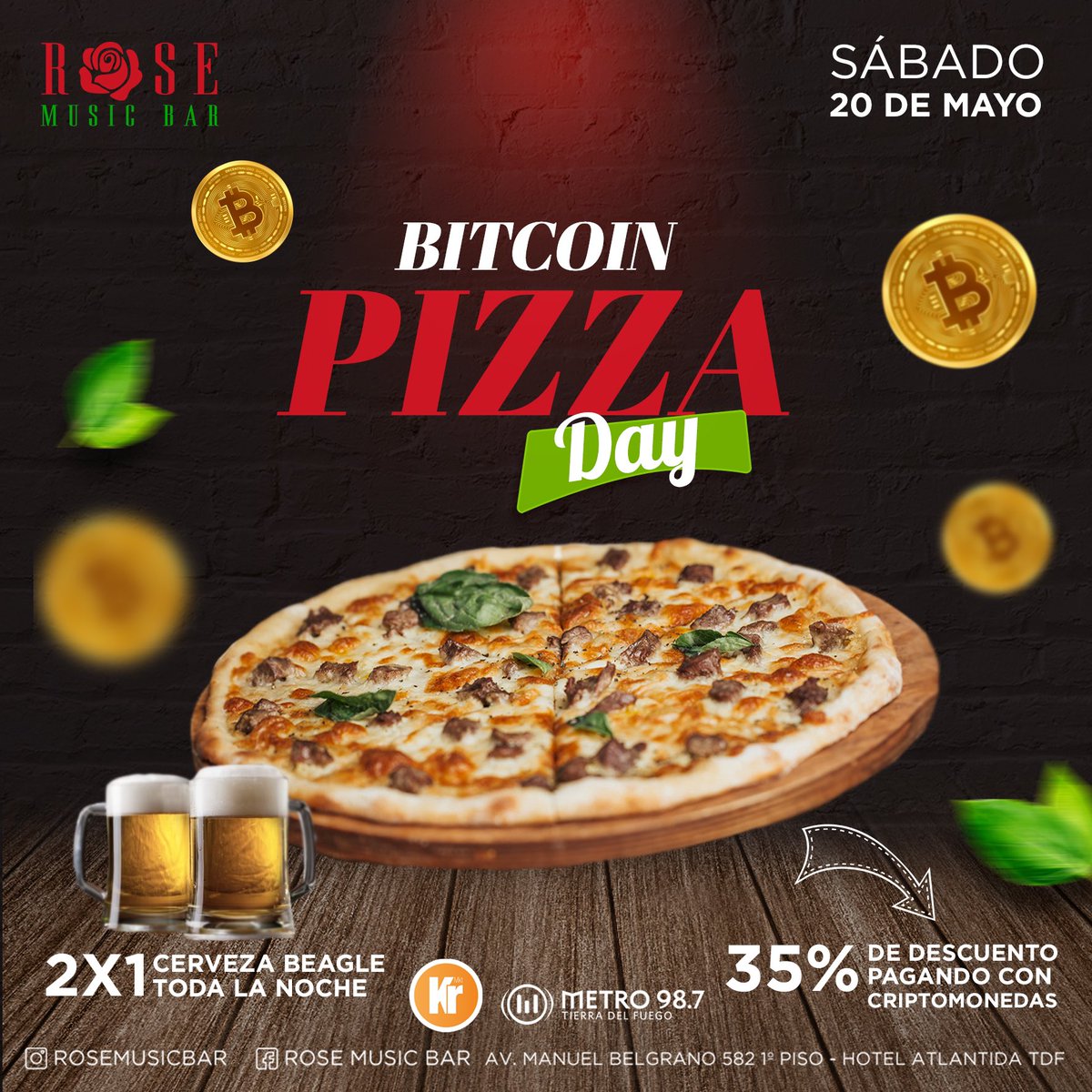 cesarvargas9420's tweet photo. En Rose 🌹 y x Metro FM 98.7 se viene el #BitcoinPizzaDay y eso significa:

🍕 Fiesta
🍕 Streaming
🍕 Premios
🍕 Cerveza 
🍕 Pizza
🍕 y amigos

Este 20.05.2023 nos encontramos en Rose Music Bar para celebrar como nunca antes el Bitcoin Pizza Day 🍕 ₿ 🍕 ₿ 🍕 ₿🍕 https://t.co/qn5ch5SSkn
