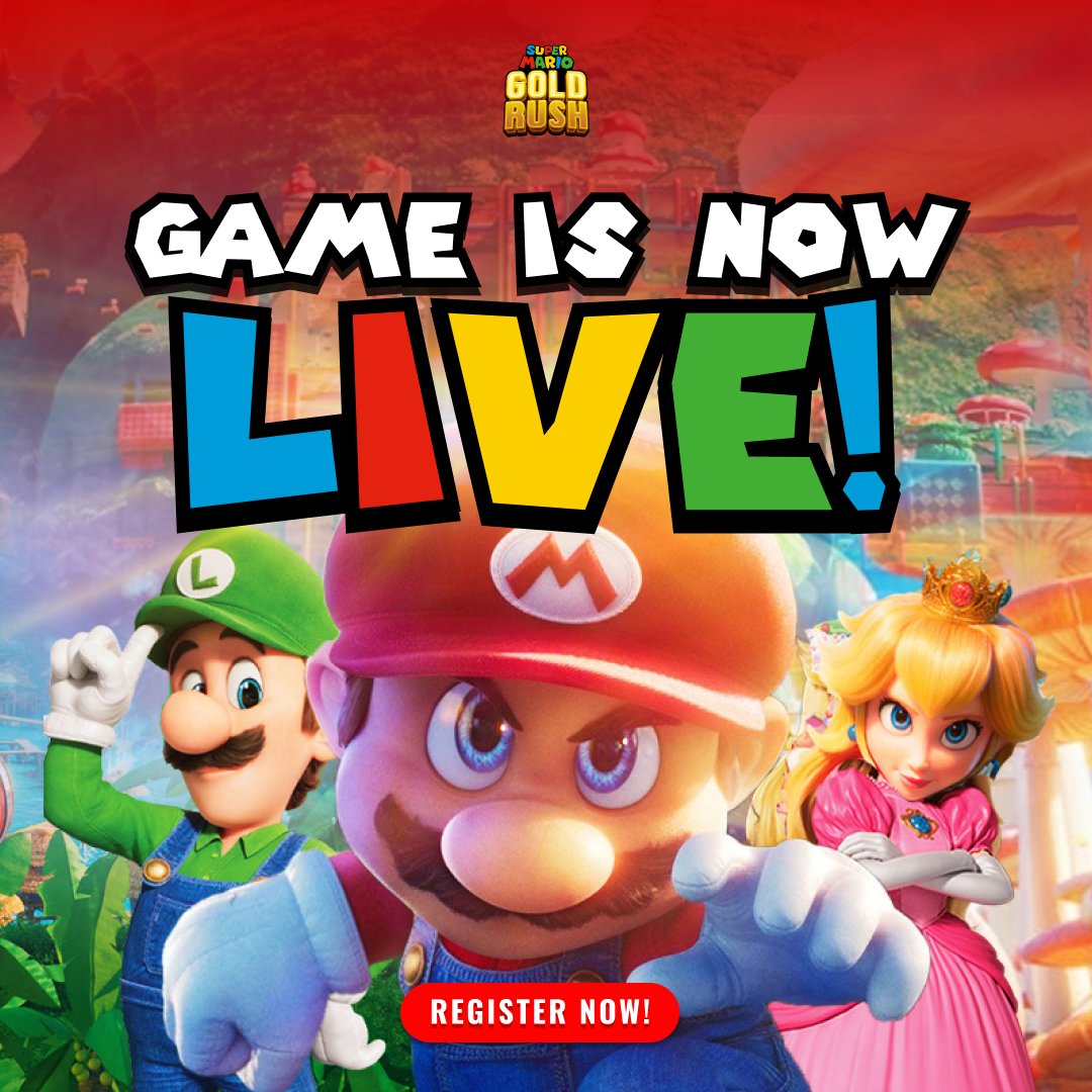 THE GAME IS NOW LIVE!   

GOLD RUSH will have its first block for players to start snatching at 4am UTC, 12pm GMT+8!  BE READY MARIO BROS!  

WILL YOU BE ABLE TO GRAB THE FIRST FEW MAGICAL BLOCKS? 🍄 LETS GO!  

Sign up here
play.supermario-goldrush.com

 #Play2Earn #LaunchingSoon