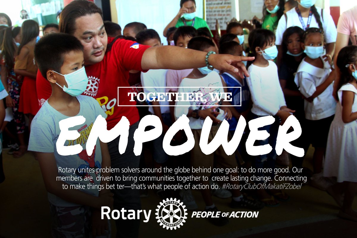 AnbrCama's tweet photo. Together We Empower
Rotary unites problem solvers around the globe behind one goal: to do more good. Our members are  driven to bring communities together to  create lasting change. Connecting to make things better—that’s what people of action do. #RotaryClubOfMakatiFZobel https://t.co/Z4hJOQvGT0