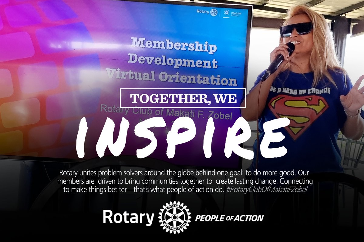 AnbrCama's tweet photo. Together We Inspire
Rotary unites problem solvers around the globe behind one goal: to do more good. Our members are  driven to bring communities together to  create lasting change. Connecting to make things better—that’s what people of action do. #RotaryClubOfMakatiFZobel https://t.co/FBsujRC9AQ