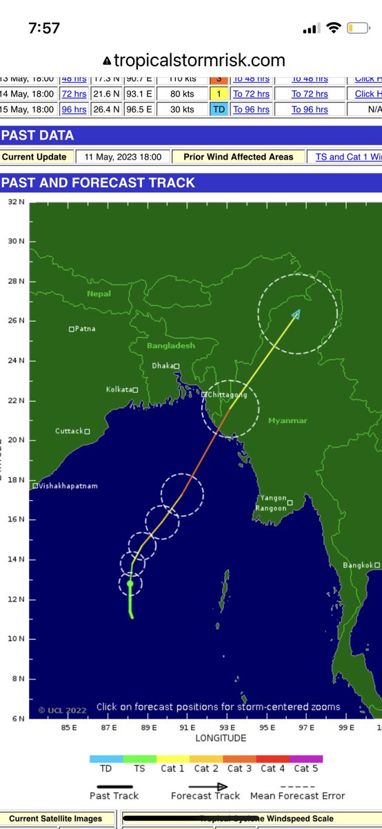 NosbachMarc's tweet photo. Now #Cyclone #Mocha is expected to develop into a Cat.3 cyclone with potential wind speeds of 200 km/h. Sunday’s landfall is expected along #Bangladesh /Myanmar border area. As of October 2022, over 900,000 Rohingya refugees resided in camps in the Ukhiya and Teknaf Upazilas. https://t.co/xQaeNHA1TO