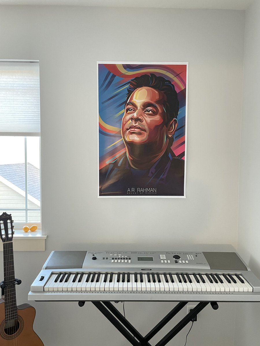 Kichaizm's tweet photo. New addition to my music room @arrahman welcome to my room thalaiva. Hope you like it here ;) #ARRahman https://t.co/yRa5LHolDB