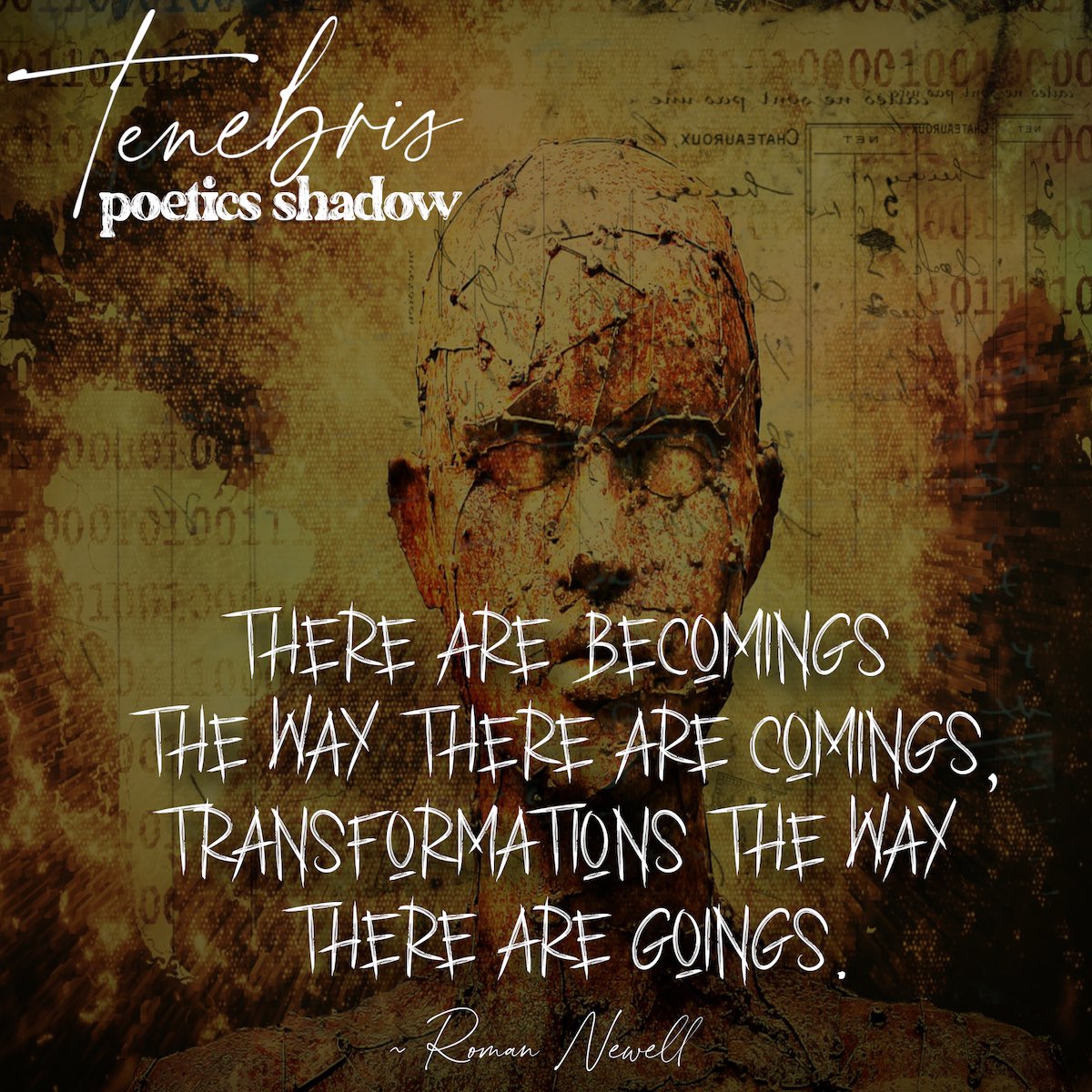 dajc_thoughts's tweet photo. There are becomings…
snippet from the poetry collection:
BLACKED
by: Roman Newell
https://t.co/ig9SQldubk
#tenebris #shadows #poetry #poeticlines #darkpoetry #weekendpoetry #spiritualawakening #author #writer #poet #romannewell #transformations #blacked https://t.co/3T6Glo1GSl