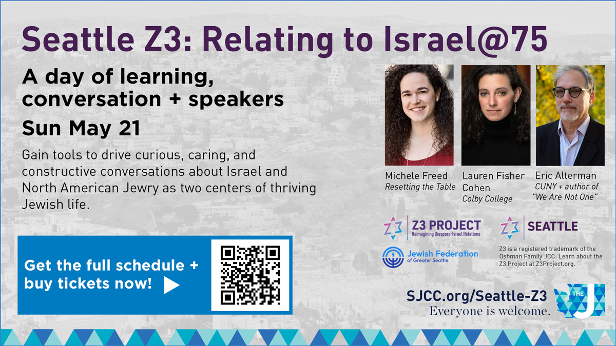 Arts+Ideas | Seattle Jewish Film Festival (@seattlejff) on Twitter photo We invite you to Seattle Z3: Relating to Israel@75. A day of learning, conversation and speakers to drive curious, caring, and constructive dialogue about Israel and North American Jewry as two centers of thriving Jewish life. Register >> bit.ly/42EHqBc #StroumJCC We invite you to Seattle Z3: Relating to Israel@75. A day of learning, conversation and speakers to drive curious, caring, and constructive dialogue about Israel and North American Jewry as two centers of thriving Jewish life. Register >> bit.ly/42EHqBc #StroumJCC