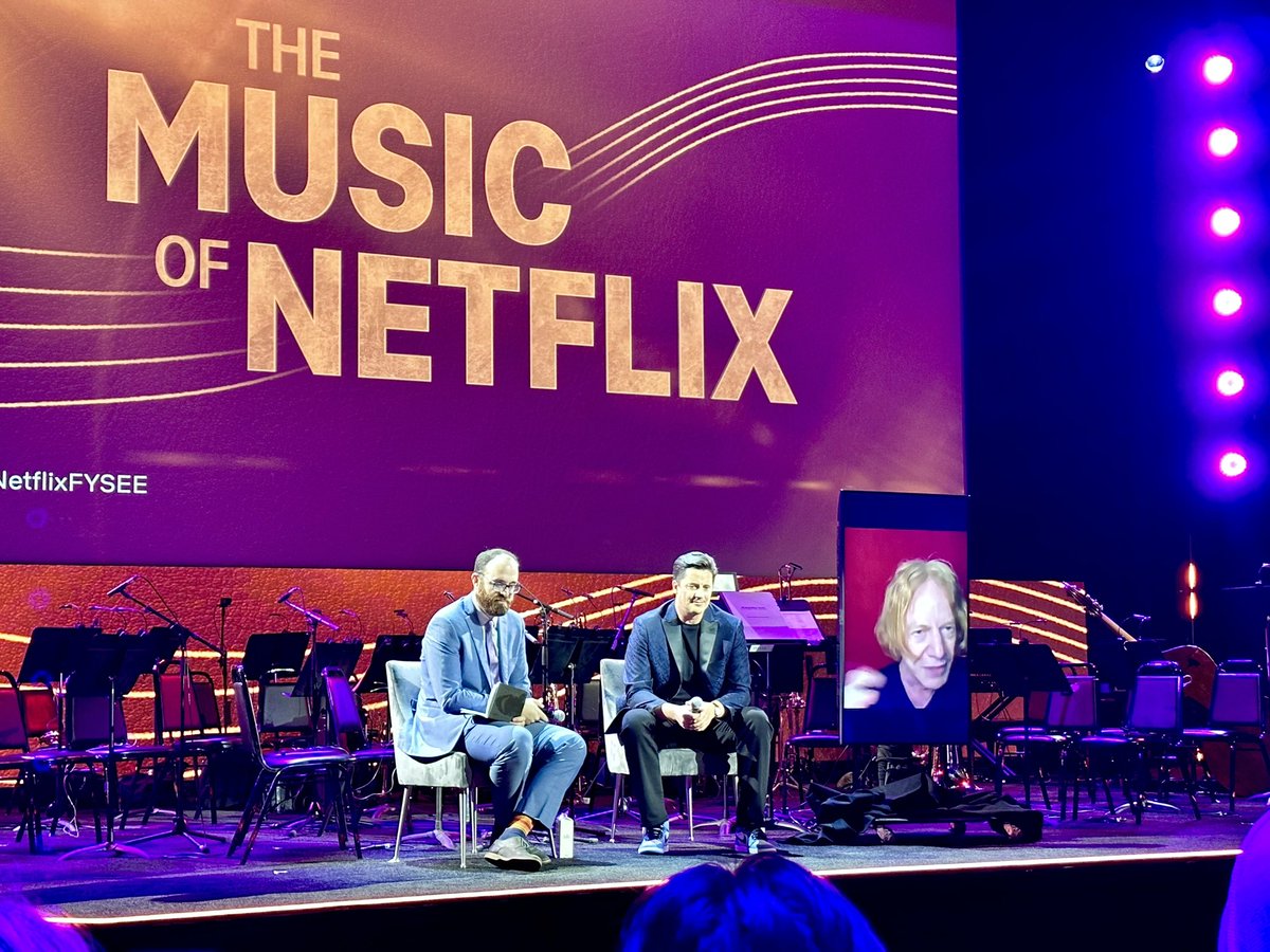 DigitalLA's tweet image. &apos;I love main title music to set the tone&apos; - Wednesday composer Danny Elfman says w Chris Bacon at Music of Netflix panel #NetflixFYSEE 

2 main things are 
1) what is the tone, and 
2) what are your themes and how do they connect 

Harpsichord and cello were main instruments