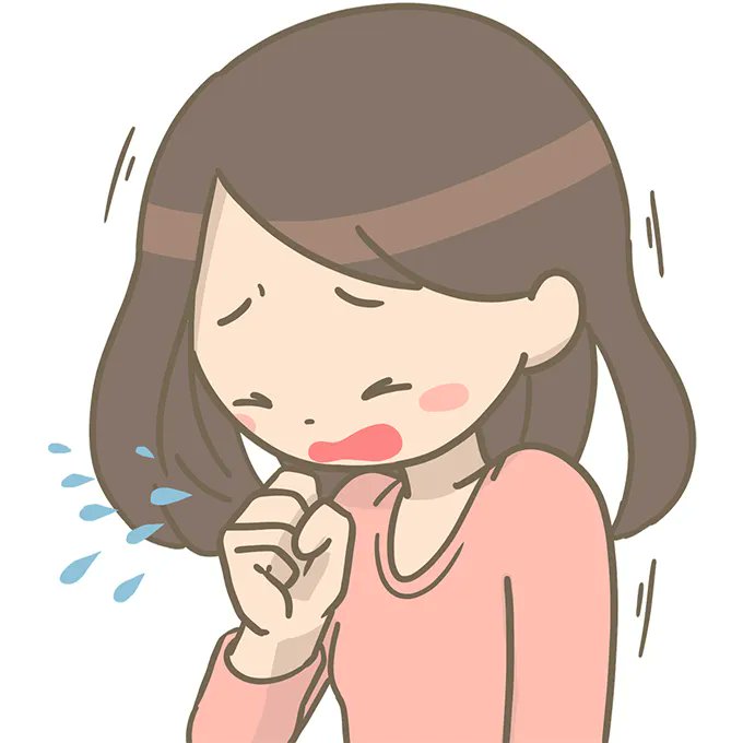 「強く咳をする女性のイラストです。 風邪やハウスダストなどで見られる症状の1つです」|看護師🎨イラスト集＠看護roo!のイラスト